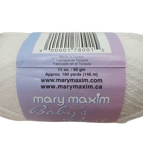 New Mary Maxim Baby’s Best Yarn 001 White Acrylic Tensel 2 ply Fine Sport 160yds - Picture 5 of 7